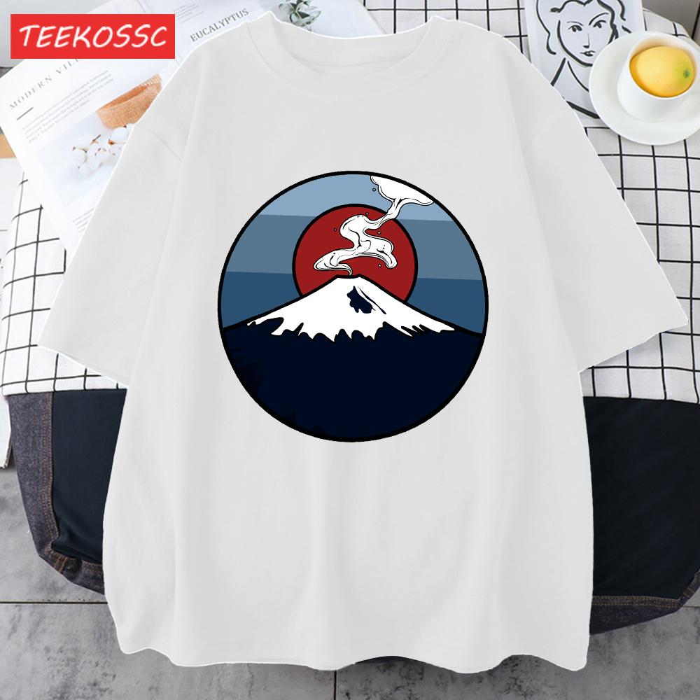Fuji Volcano Japan Mount Fuji Men Retro T Shirt Casual Loose TShirt Trendy Cotton Clothing Summer Unisex Crewneck Short Sleeve