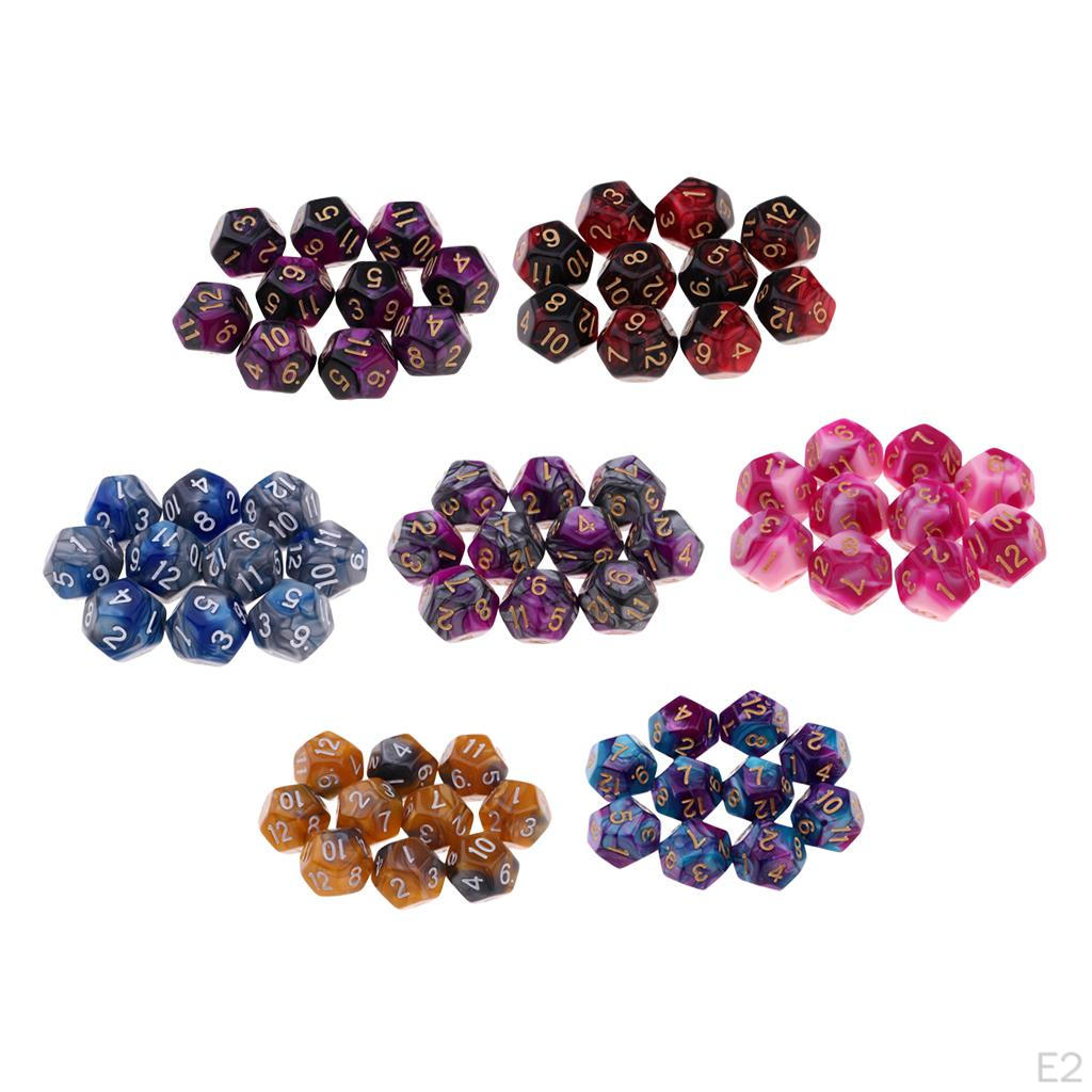 10 Count D12 Multi-Faceted Dice for Play