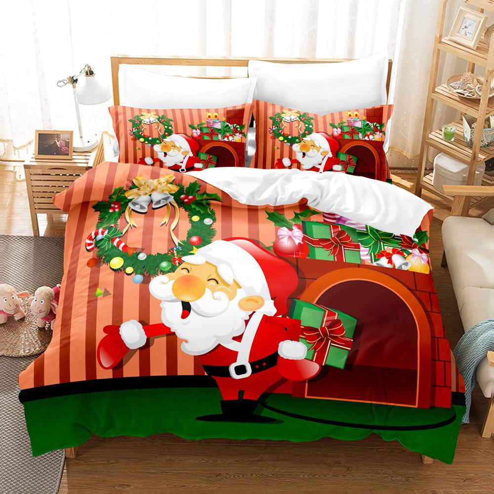 3D Digital Printing Three-Piece Set, Santa 2 Printing Bedding Kit