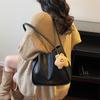 Bag women's texture solid color splicing PU simple retro largecapacity commuting portable shoulder bag underarm tote bag
