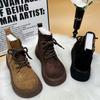 Nya tjocksulade Martin-kängor för damvintern, nya små män, förhöjda och sammet för att hålla värmen, vänd päls och tunna korta stövlar