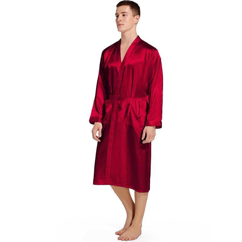 Men's Gold Lettering Wedding Morning Robe - Long, Large Size, Spring/Autumn Cardigan Nightgown