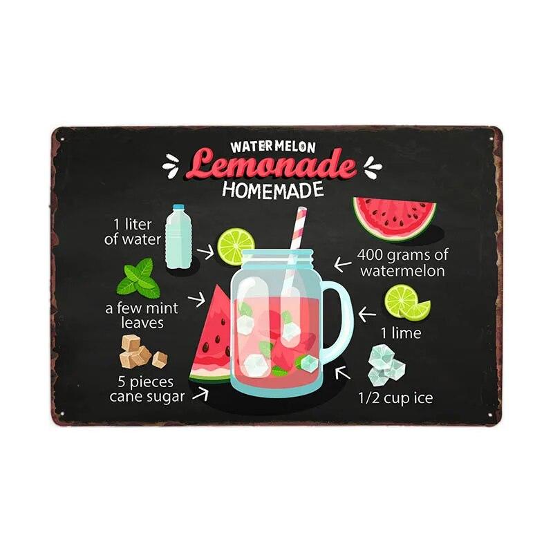 Lemonade Drink Candies Vintage Tin Signs Cafe Bar Pub Retro Wall Decor Metal Poster 20x30cm