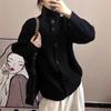 Turtleneck single-breasted solid-color long-sleeved sweater jacket women's loose autumn and winter lazy solid-color large-size knitted cardigan