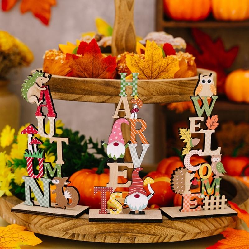 Wood Autumn Signs for Thanksgiving Mantelpiece Embellishments for Autumn Home Garden Decors