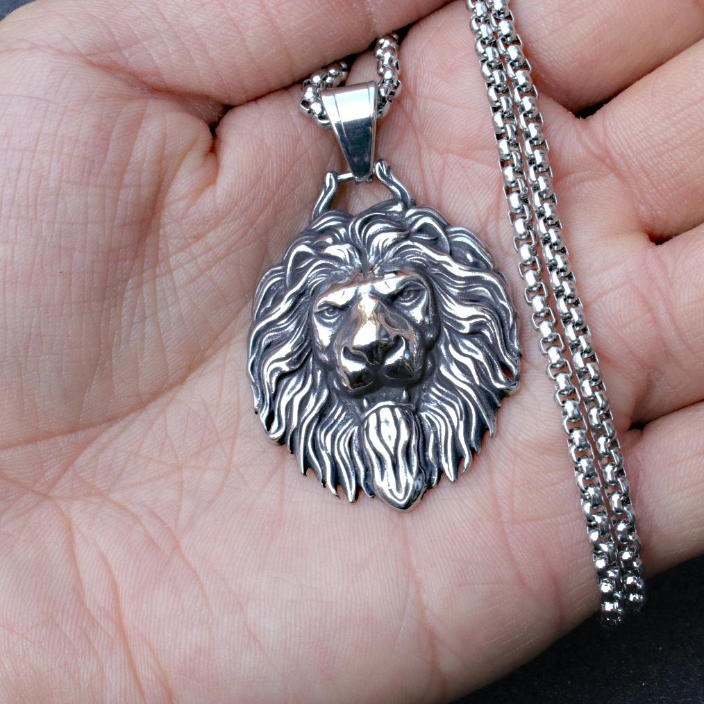 Men's Retro Lion Pendant Necklace Unique Personalized Fashion Jewelry Statement Piece For Daily Wear