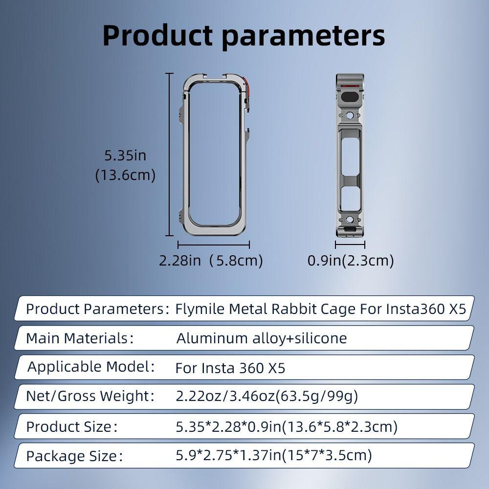 with Lens Cover Metal Frame Aluminum Alloy Camera Cage for Insta360 X5 Action Camera Accessories