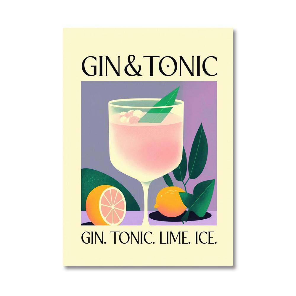 Cartoon Cocktail Drinks Negroni Daiquiri Posters Retro Mojito Canvas Prints Wall Art Painting Pictures Bar Kitchen Home Decor