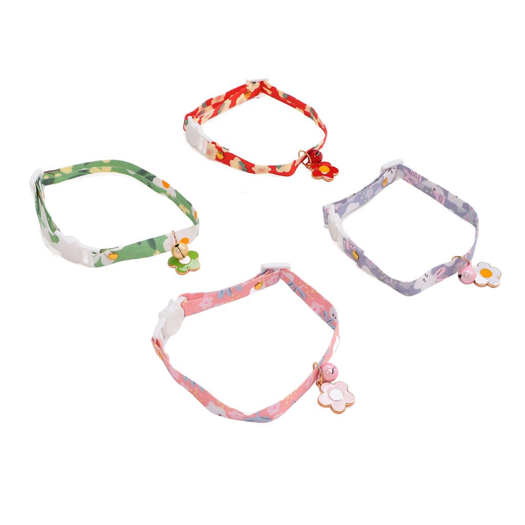 4pcs Cat Collar Polyester Multipurpose Pet Safety Collar with Bell for Small Cats Dogs Pets