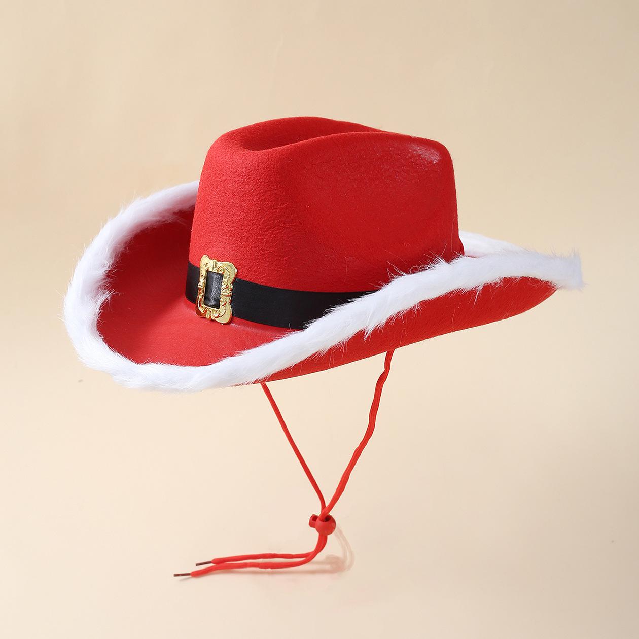 

Christmas Red Denim Frayed Edge Santa Hat for Holiday Performances One Size красный