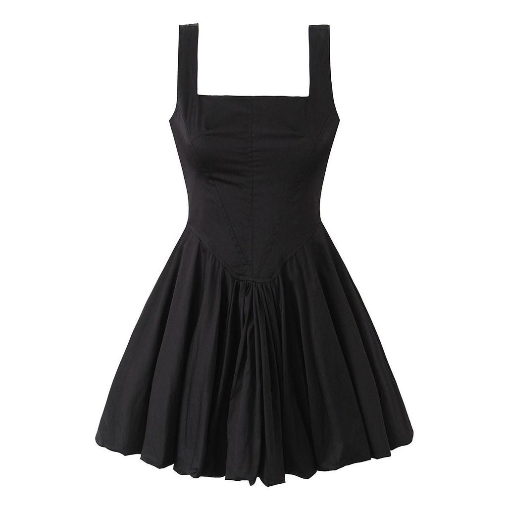 Autumn European & American Style Sleeveless Waist-Slimming Short Dress