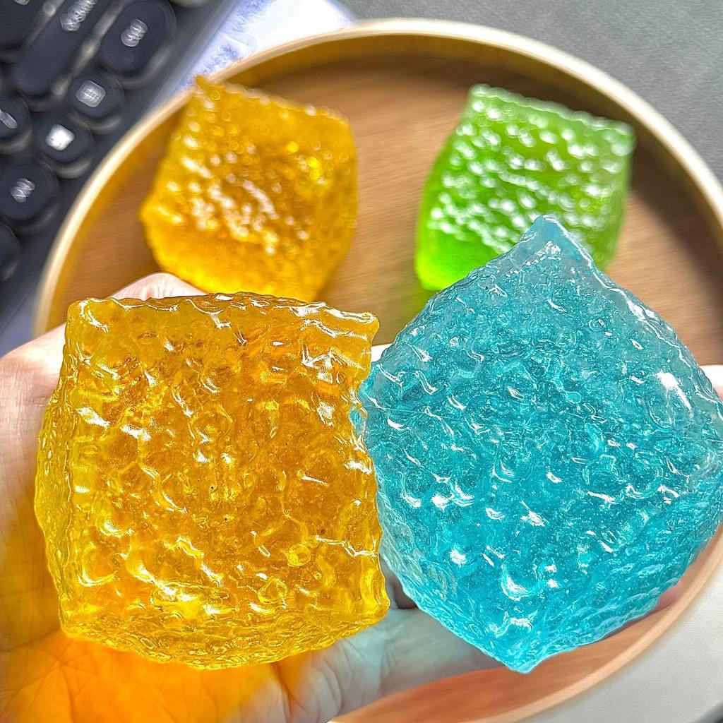 Squishy Ice Cube Maltose Fidget Toy Adults Stress Relief Squeeze Toys Soft Cube Slow Rebound Sensory Squeeze Toys Anti Anxiety