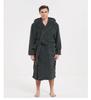 Large Cotton Velvet Jacquard Hooded Men's Nightgown - European & American Style, Thickened for Autumn/Winter, Unisex.