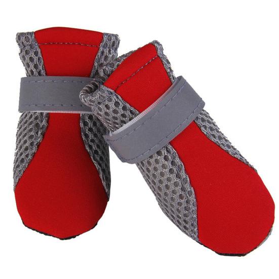 4 Stück Haustier-Hundeschuhe, rutschfeste, weiche Sohle, atmungsaktives Mesh, verstellbare Riemen, Stiefel