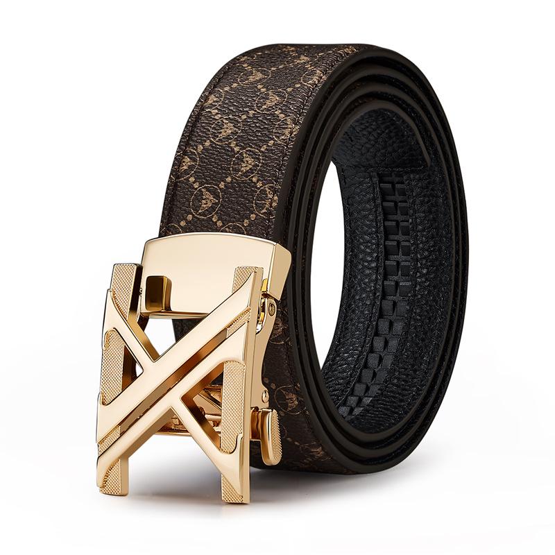 King Paul Men's Premium Alloy Buckle PVC Cowhide Business Belt, New Style.