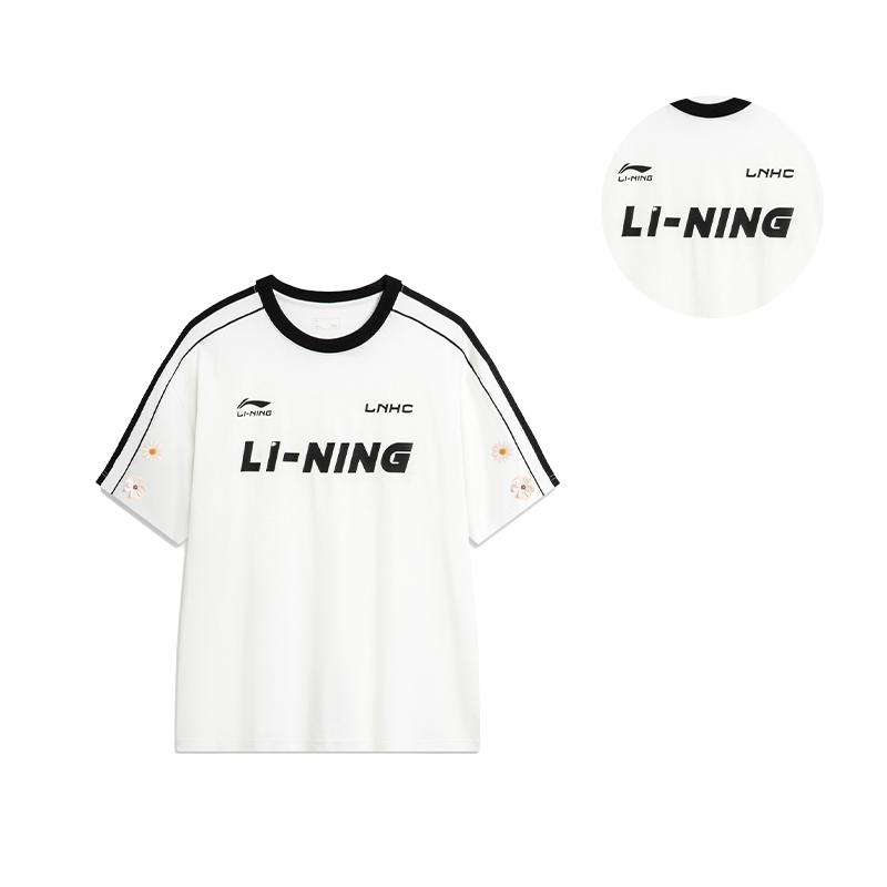 Li Ning Chrysanthemum Spring Summer American Vintage Letter Loose Comfortable Casual Short Sleeve T-Shirt Unisex T-Shirt AHSU657-1(TEAM702-3.4.9)