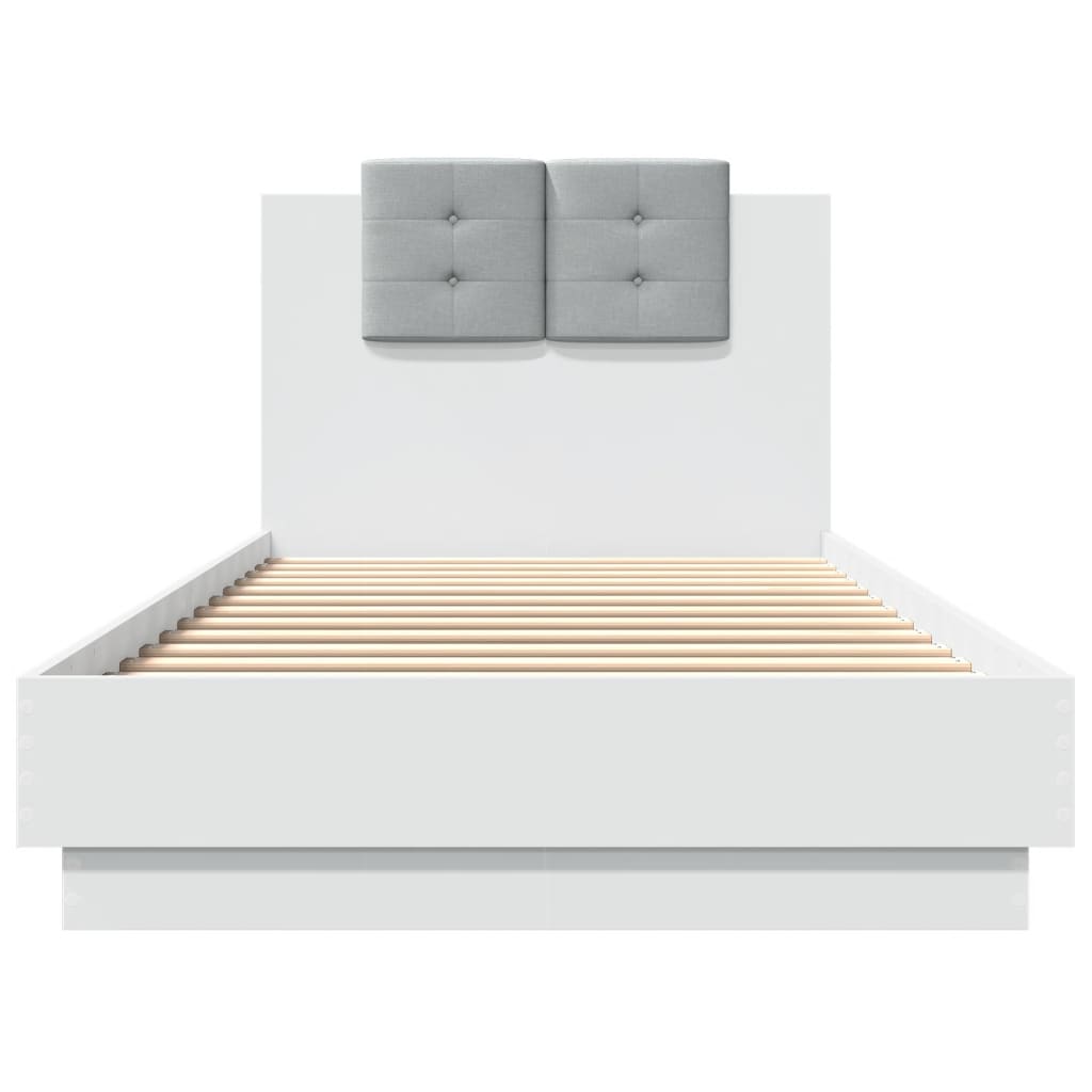 Vidaxl Rama Łóżka Z Wezgłowiem I Led, Biała, 90X200 Cm