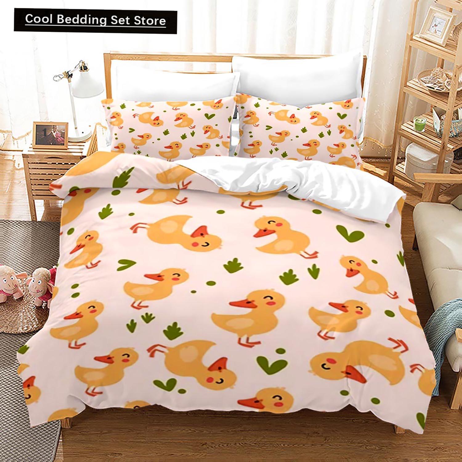 

Comforter Yellow Duck Bedding Set Single Twin Full Queen King Size Little Duck Bed Set Aldult Kid Bedroom s 3D Print 015 Comforter (quilt)-EU Single(135*200cm)3pcs
