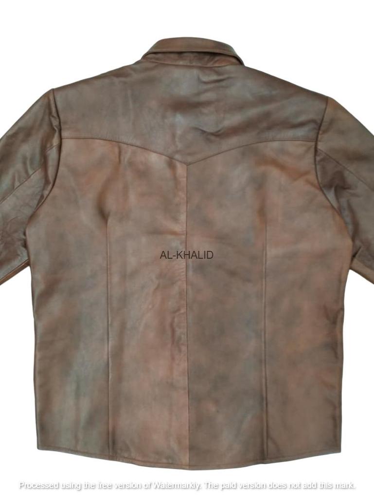 Party Stylish Real Handmade Ανδρικό Πουκάμισο Καφέ Επίσημο Casual 100% Lambskin Leather