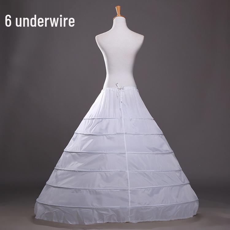 Six-Ring Steel Crinoline Wedding Dress Underskirt - Puffy White Performance Costume Skirt Without Gauze