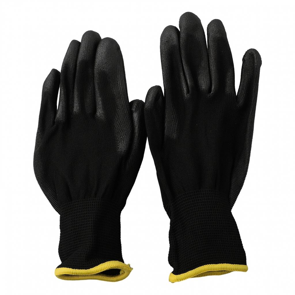 Work Gloves PU Coated Knit Cuffs Flexible Safety Hand Protect Antiskid
