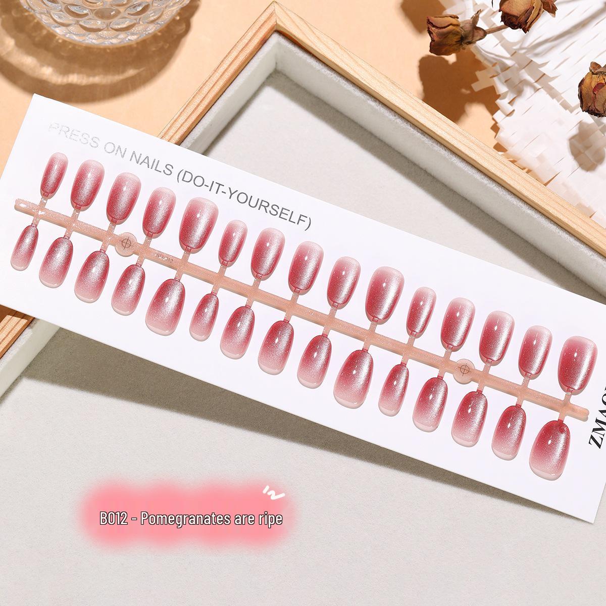 B012 Autumn Pomegranate Red Cat Eye Gradient Nail Stickers