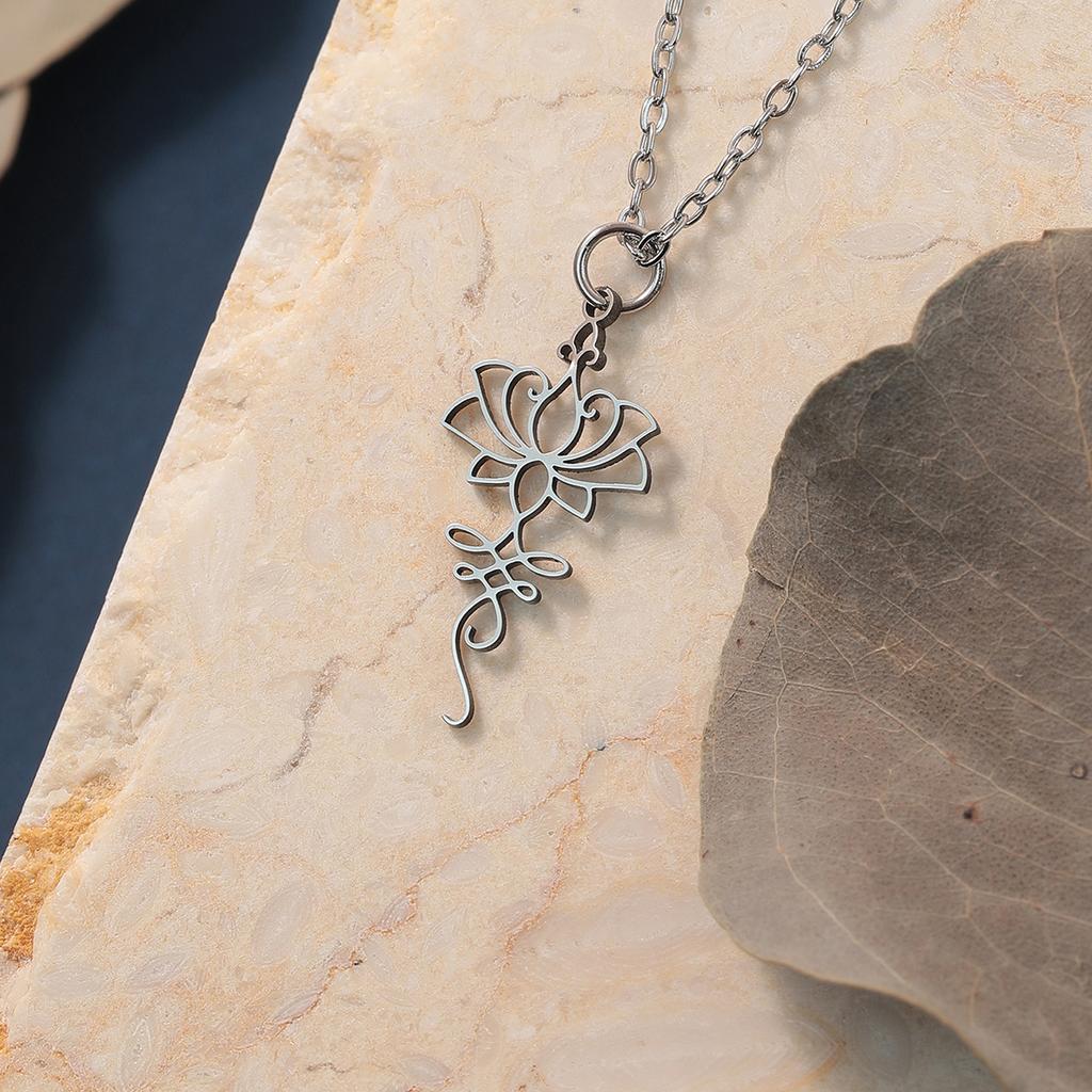 Men's and Women's Buddha Lotus Pendant Necklace, Bohemian Fashion Aesthetic Gift Jewelry.