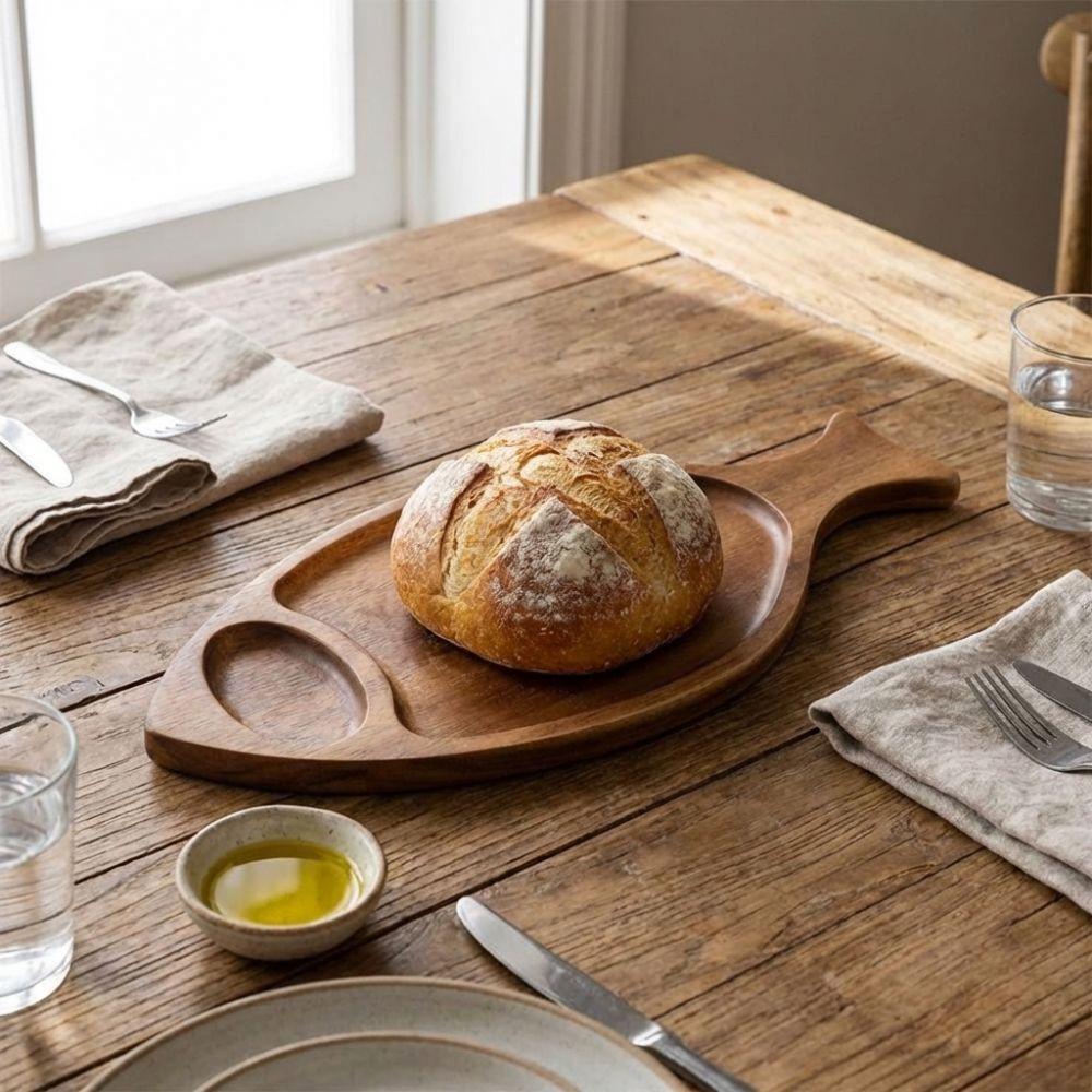 Rustic Serving Platter Natural Solid Wood Tray Cakes Tray Fish Shaped Plate Living Room