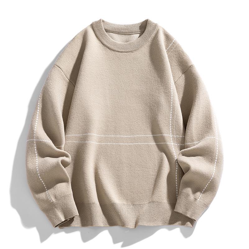 Мужской полосатый зимний пуловер - Теплый, удобный, модный трикотаж L