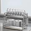 304 Stainless Steel Dish Storage Rack Drain Water Kitchen Multifunctional Bowl and Plate Holder Organizer