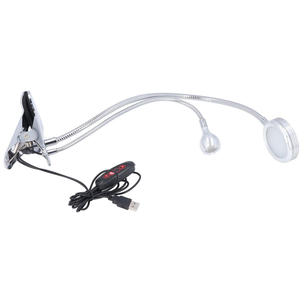 Clip Desk Lamp 10 Gear Adjustable LED Double Head Gooseneck Table Lamp Reading Lamp for Bedroom