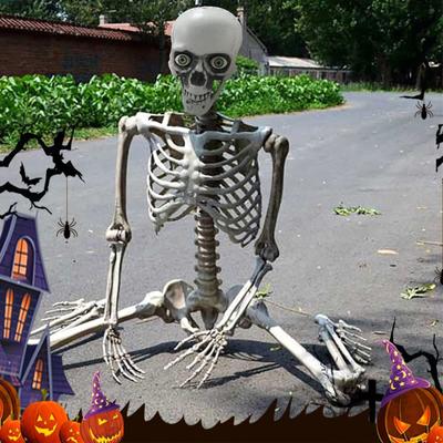 Σκελετός Halloween φυσικό μέγεθος Ρεαλιστικά ανθρώπινα οστά Υλικό PP Επτά ρυθμιζόμενες αρθρώσεις κατάλληλες για θέματα αποκριών ή φάρσας