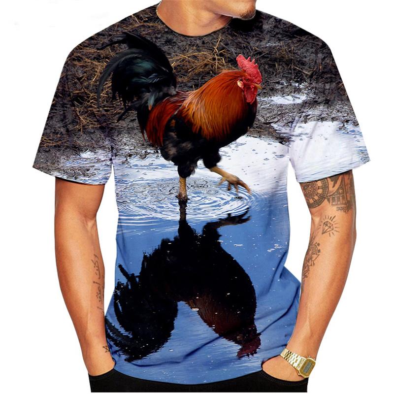 3D Printed Personality Rooster T Shirt For Men Funny Animal Pattern Tees Summer Loose Round Neck Tops Short Sleeve Kids T-Shirts