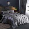 4 PCS Bedding Set Luxury Rayon Satin Duvet Cover Queen High Quality Smooth Quilt Cover Solid High End Single Double Comforter Cover