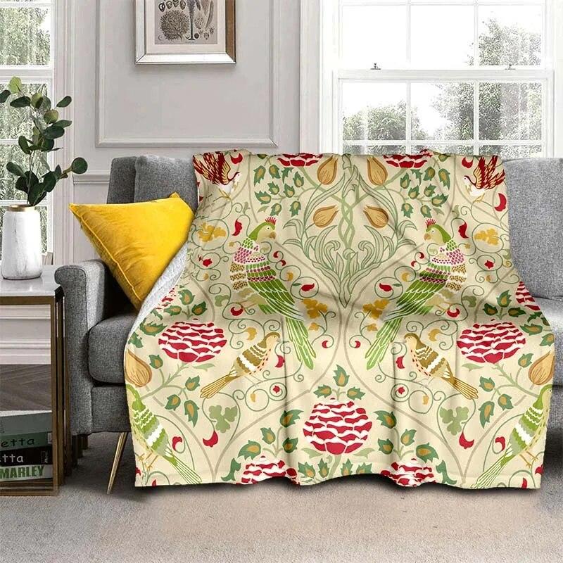 Módní přikrývka se zářivými květinami – lehký flanelový přehoz na pohovku, přikrývka s digitálním potiskem s měkkou a červotočivou flanelovou látkou