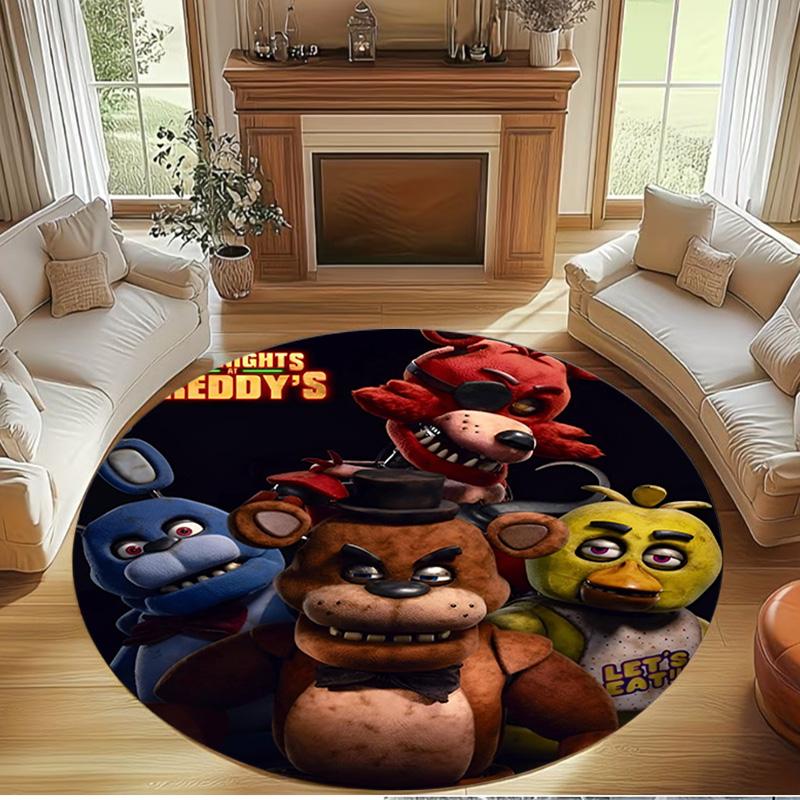 Five Nights at Freddy's Print Round Rug, Washable Floor Carpet, For Entryway Dorm Laundry Room Office Study, Home Decor Birthday Christmas Gift