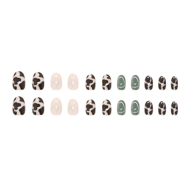 Three-dimensional metallic star light line removable manicure piece 24 pieces press on nails