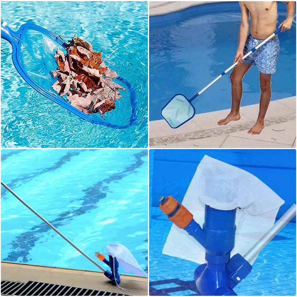 Poolreinigungskit Pool-Jet-Staubsauger-Kit mit Pool-Kescher Abnehmbare Stangen Pool-Wartungs-Set für oberirdische Pools