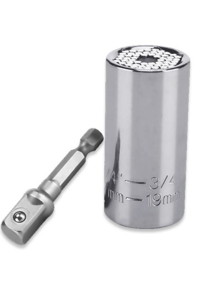 Multifunctional Silvery 7 to 19mm Magic Socket Multi Purpose Wrench Extension Rod Electric Hand Drill Screw Tool Set