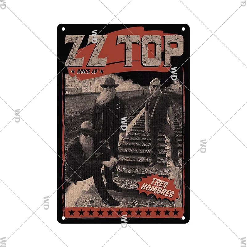 Tin Sign ZZ TOP Rock N Roll Poster Decorative Plaque Metal Signs Retro Vintagge Wall Plate For Home Club Pub Gift Wall Decor