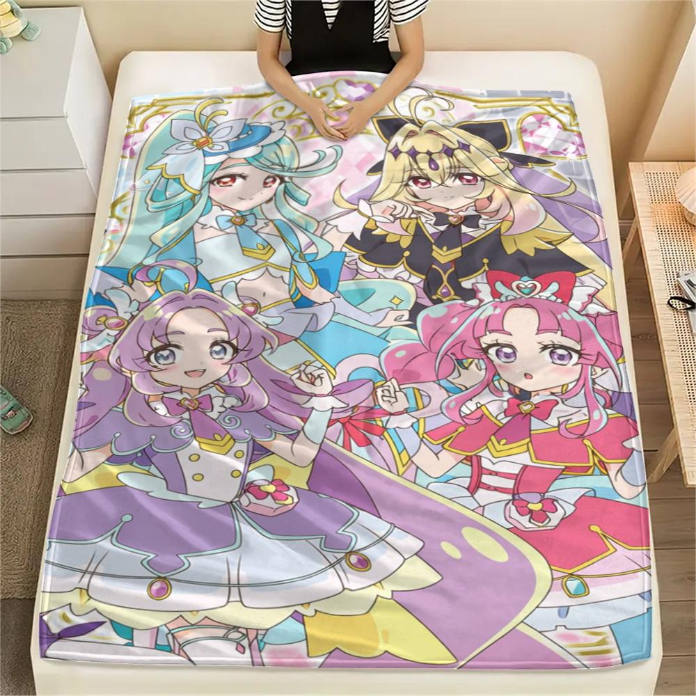 1PC Pretty Cure Print Flannel Blanket, High quality Comfortable for All Seasons, Home Decor, Warmth and Comfort, Perfect for Christmas Gifts