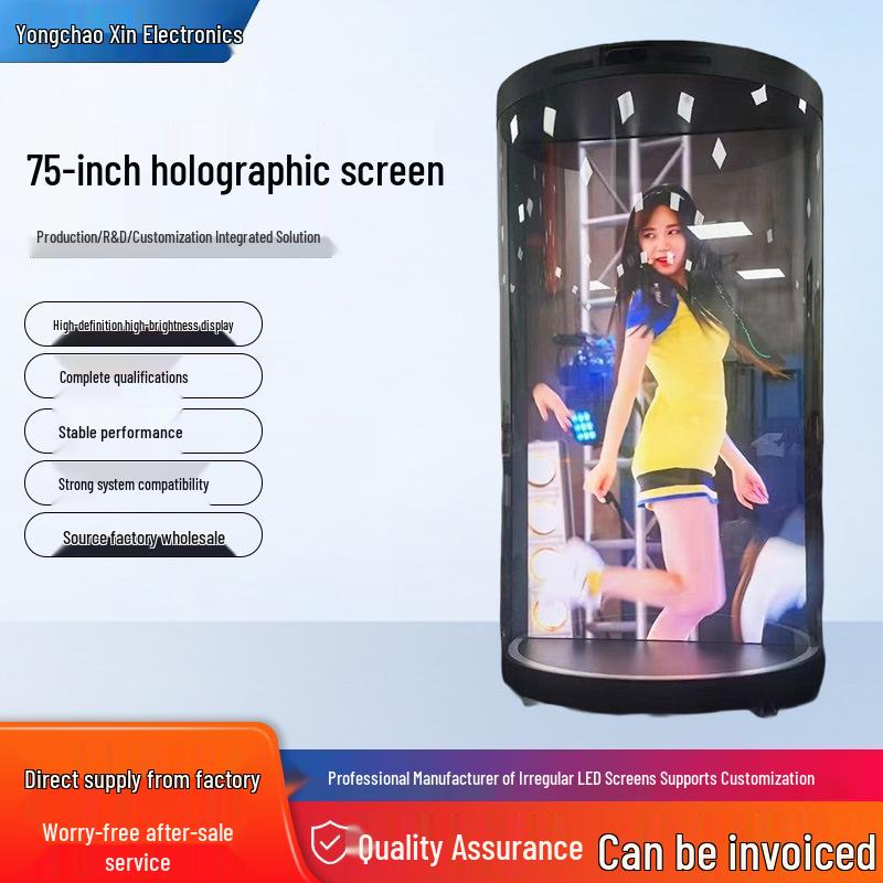 75" AI Holographic Pod with Naked-Eye 3D Display for Interactive Digital Human Guest Welcome