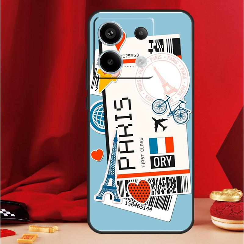 Travel Boarding Pass Tokyo Case For Xiaomi Redmi Note 14 13 12 11 10 15 Pro Plus Redmi 15 13 15C 13C 10C 12C 14C Funda