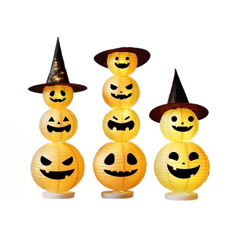 Light-Up Halloween Pumpkin Lantern Ornaments for Bar and Storefront Decor
