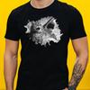T-Shirt Herren Lustiges Katzen Selfi mit Hai Motiv Baumwolle Größe S bis 5XL