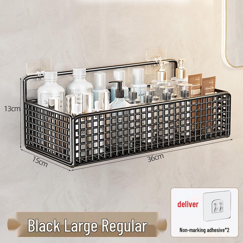 Wall-Mounted No-Punch Storage Rack for Bathroom, Kitchen, and Shower.