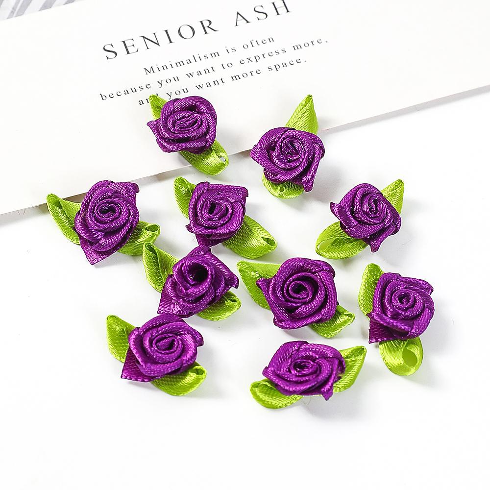 50Pcs Mini Rose Artificial Flowers Heads 2cm Buds Fabric Flower Wedding Decoration Craft Supplies Ribbon Bow-Knot Gift Decor