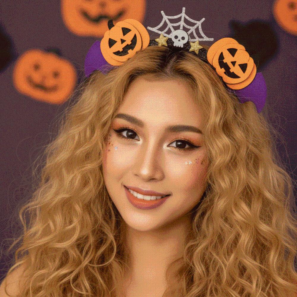 Glitter Stars Pumpkin Headband Felt Bat Wings Hair Hoop Halloween Hairband Parade