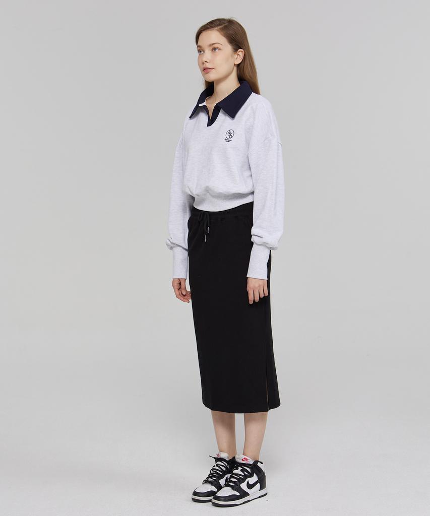 Awesome Studio Women'S Collar Contrast Crop Sweatshirt Grey White