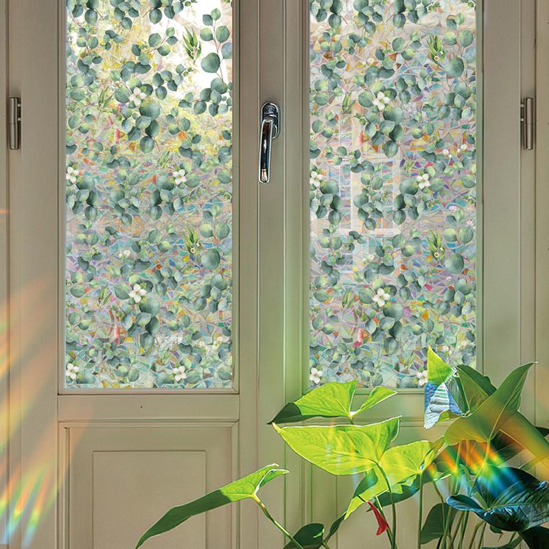 Colorful Rainbow Bird Pattern Prismatic Window Film Reusable No-Adhesive Static Cling Rainbow Sun Catcher Decal For Home Decor